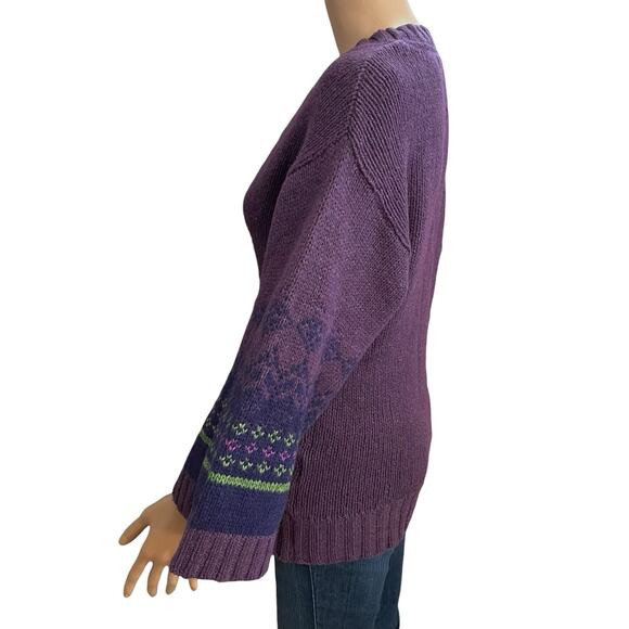 Y2K Old Navy Fair Isle Sweater Medium Boho Cotton Wool Blend Bell Sleeve - Picture 3 of 11